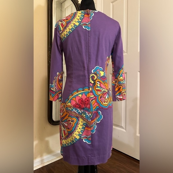 Lilly Pulitzer Women Dress Shift Style Shauna Butterfly 3/4 Sleeve- Size 4 - Picture 4 of 6